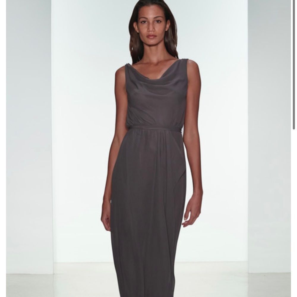 Nouvelle Amsale Kim Cowl Neck Maxi Dress in Grey Sz L